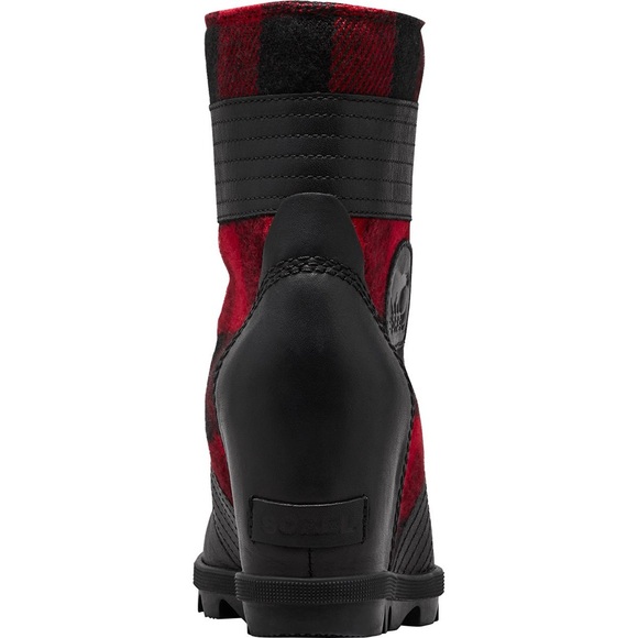 SOREL Buffalo Check Plaid Lexie Wedge Boots 10 Red Black - Picture 3 of 8